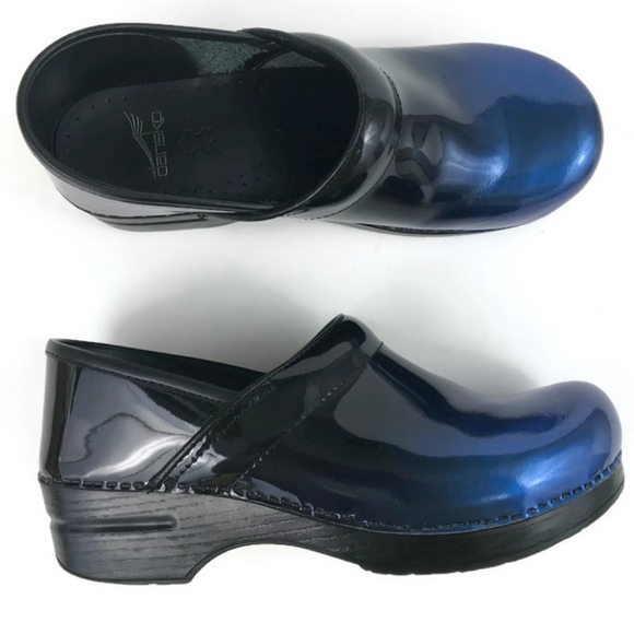 navy blue patent leather dansko clogs